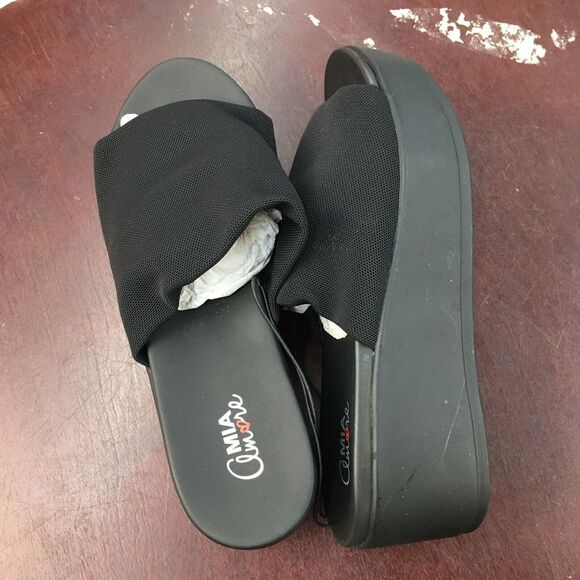 NWT Mia Amore Black Wedge Sandals Size 8 Womens - Picture 3 of 12